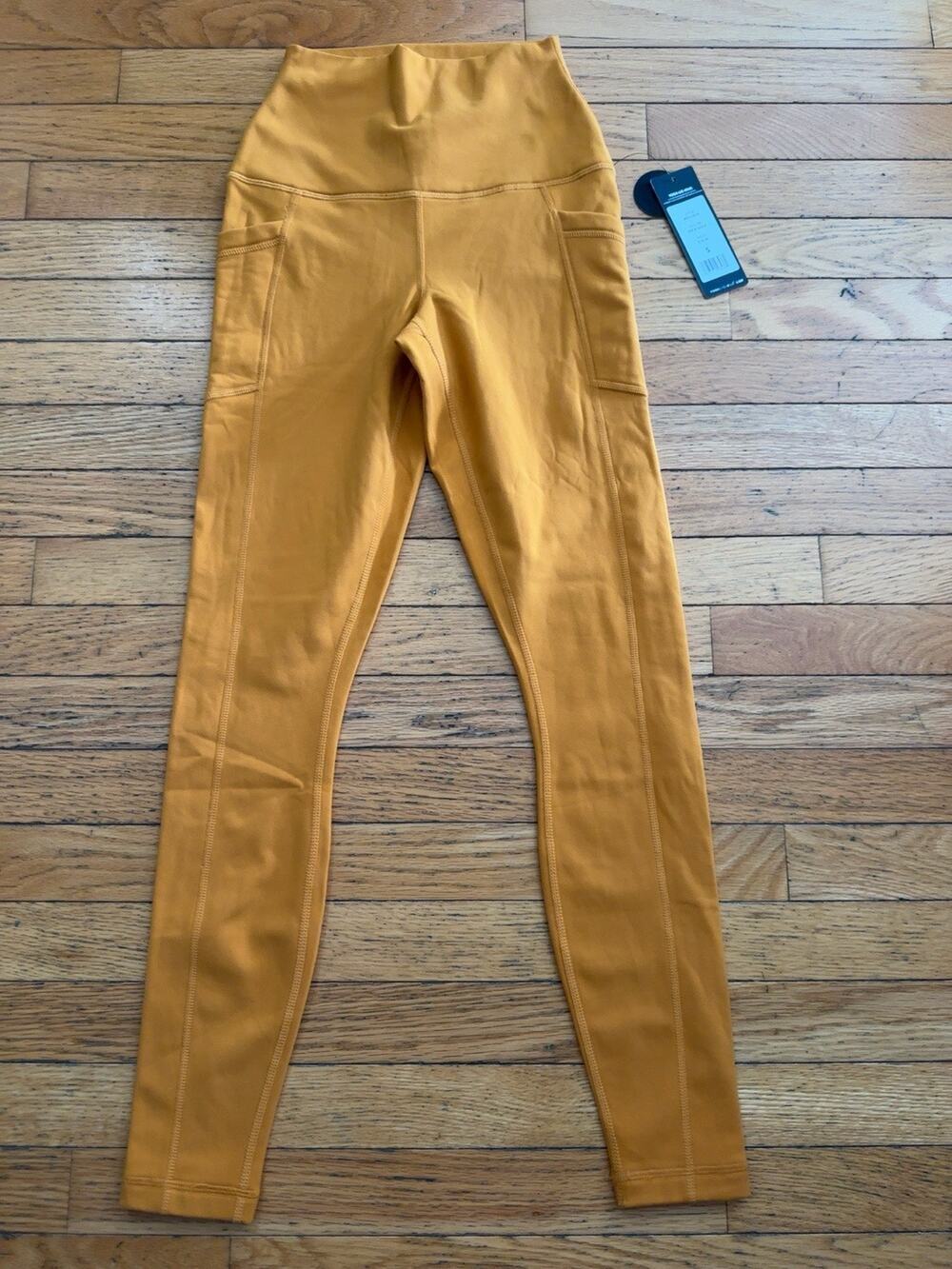Yogalicious Lux Leggings Womens S Inca Gold High Rise Pocket Yoga NWT $78